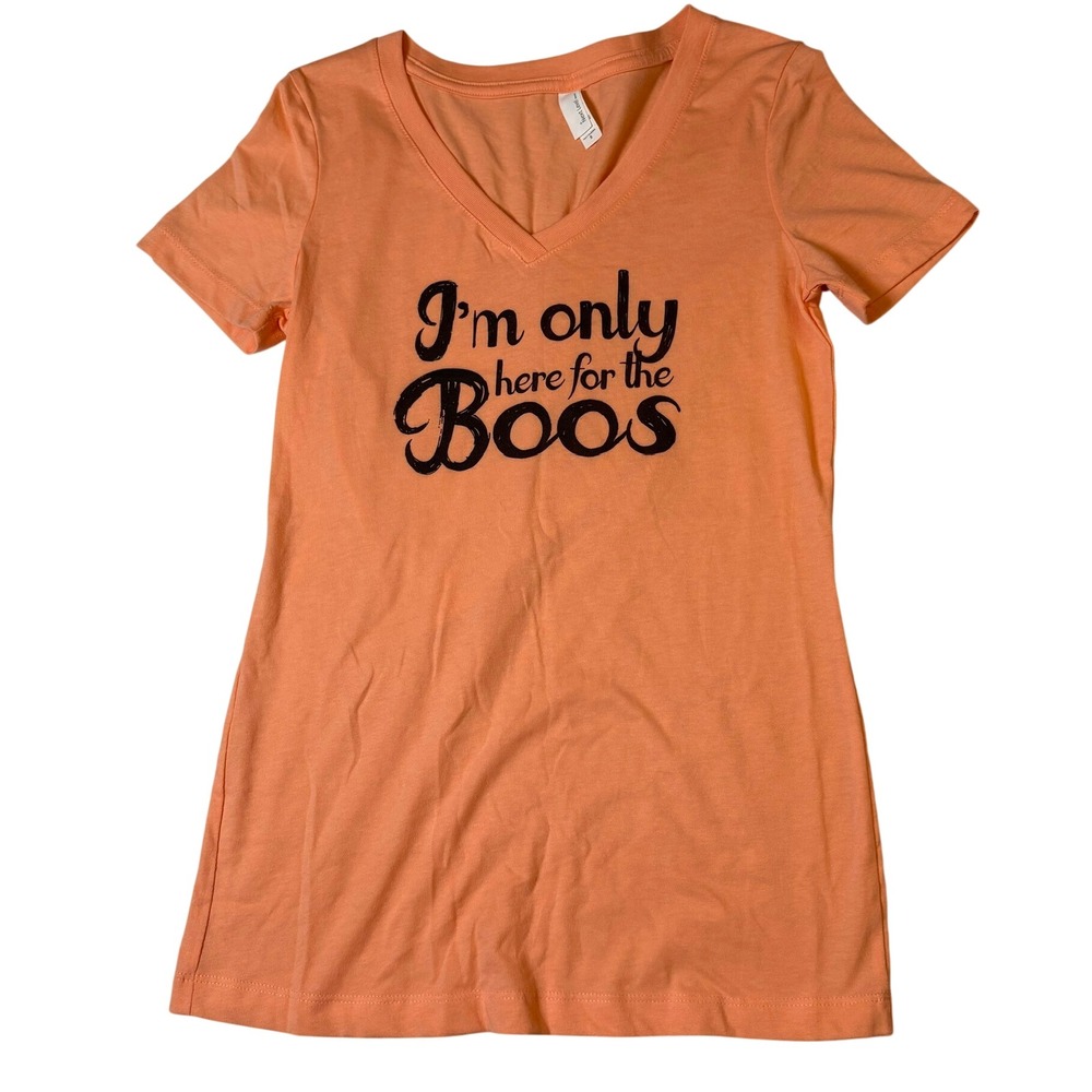 Next Level Womens Orange I'm Only Here For The Boos Halloween Graphic Tee‎ Small